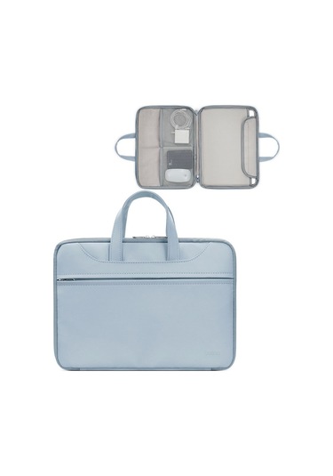Baona Bn-q006 Pu Deri Tam Açılan Laptop Çanta 11/12 İnç İçin Gök Mavisi Siya