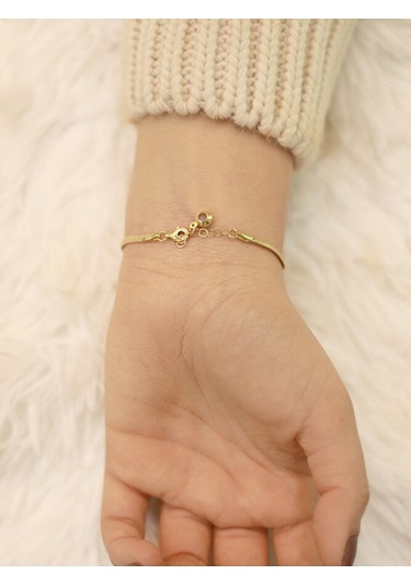 14 Ayar Altın Beyaz Baget Bileklik Altın