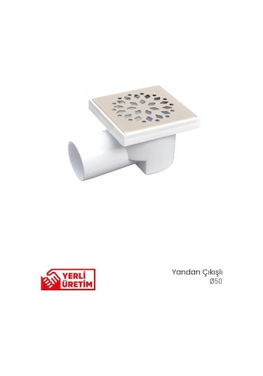 Kare Zemin Süzgeci - Yan Çıkışlı Ø50 10x10 Cm