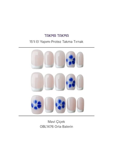 15'li Beyaz Orta Balerin Obl1476 Tekrar Kullanılabilir El Yapımı Protez Takma Tırnak S