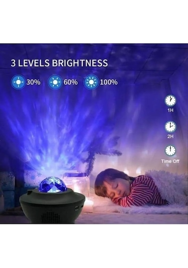 Torima Lw-34 Siyah Starry Led Lazer Projektör Bluetooth Müzik Hoparlör Uzaktan Kumandalı Gece Lambası Çok Renkli