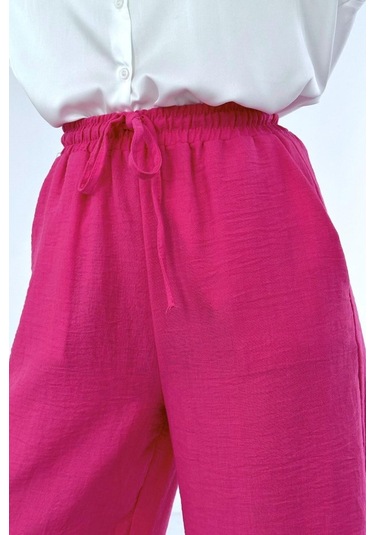 Gülsüm Aydın Fuşya Keten Pantolon Fuşya