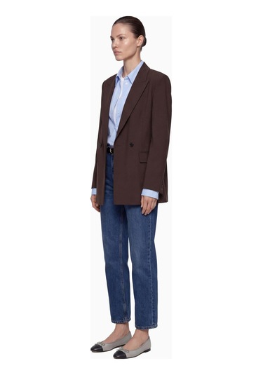 Nauvè Kruvaze Oversize Vatkalı Blazer Ceket Kahverengi