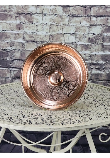 Bakır İşlemeli Hamam Tası 16 CM Bakır