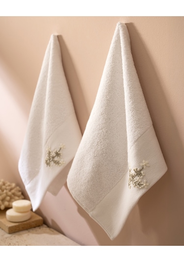 Opal Nakışlı %100 Pamuk 2'li El Havlusu - Beyaz - 30x45 Cm 8684427212257 Beyaz
