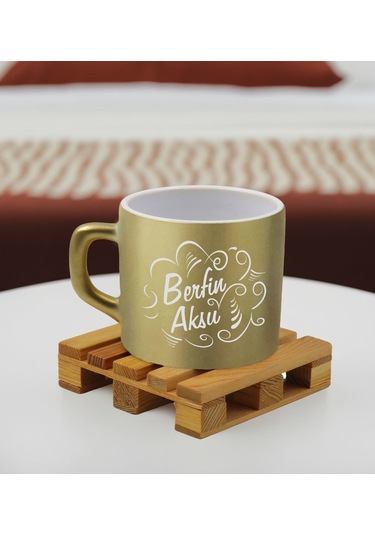 Bk Gift Kişiye Özel İsimli Gold Renkli Middle Çay & Kahve Fincanı-6, Arkadaşa Hediye, Sevgiliye Hediye, Doğum Günü Hediyesi Kobitmeyencom32554 Bk Gift