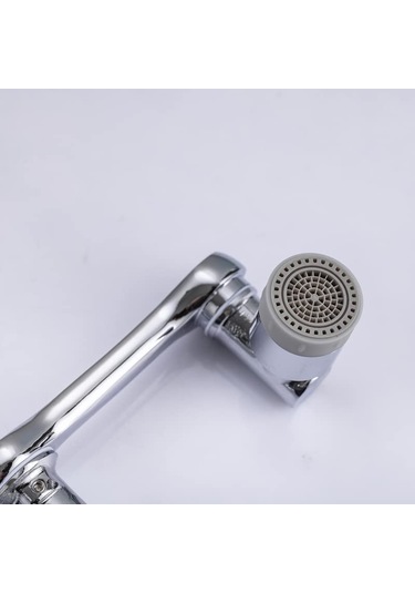 By Akcakese Krom 1080 Derece Dönebilen 2 Fonksiyonlu Musluk Ucu Gümüş