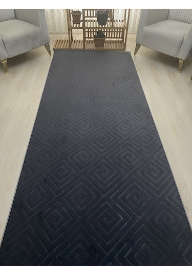 Premium Antrasit Kaymaz Tabanlı Kesme Yolluk Koridor Mutfak Salon Halısı Yüksek Kalite