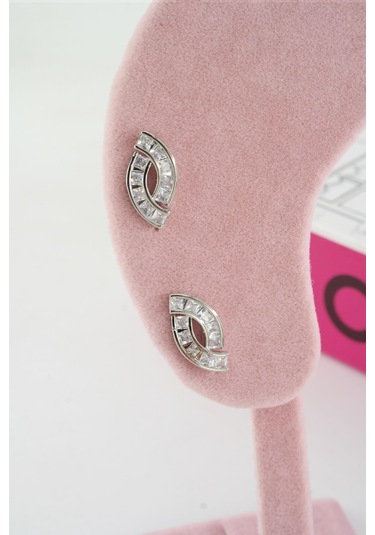 Byzeynaaksesuar Kadın Özel Tasarım Zirkon Taşlı 2'li Minimal Küpe 0210016 Çok Renkli