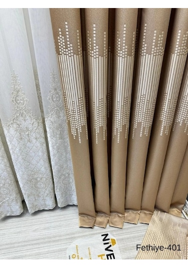 Nivemeshome Fethiye 614178 Altın V-401 1/3 Sık Pileli Fon Perde Apm Altın