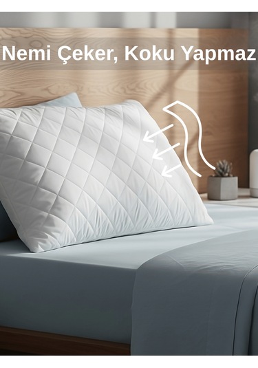 Beylini 2'li 800 Gr Mikrofiber Kapitone Yastık Yumuşak Rahat Antialerjik Makinede Yıkanabilir Pürüzsüz 50x70cm Beyaz