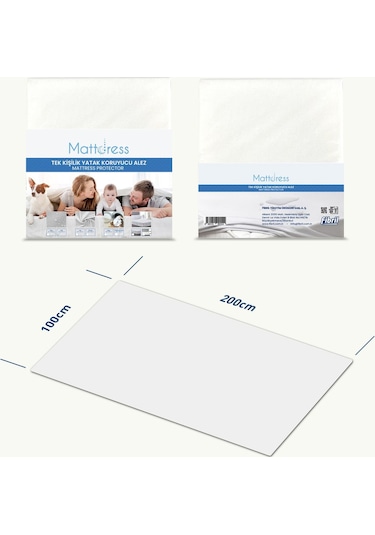 Mattdress Tek Kişilik Pamuksuz Yatak Koruyu Alez 100x200