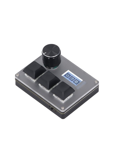 Wezone Kablolu Özel Klavye: 3 Tuş + Dönüştürücü, 0.96 İnç Lcd Renkli Ekran, Rgb Işık Efekti, Akrilik Malzeme, 3 Senaryo Modu