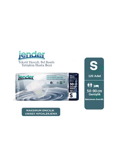 Jender Bel Bantlı Hasta Bezi Small 30'lu 4 Paket S