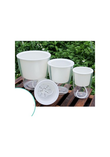 Suntek Magideal Şeffaf Çiçek Kendiliğinden Sulanan Saksı Yuvarlak-130 130 150mm