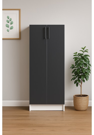 2 Kapaklı Elbise Dolabı 180 70 50 Cm Antrasit