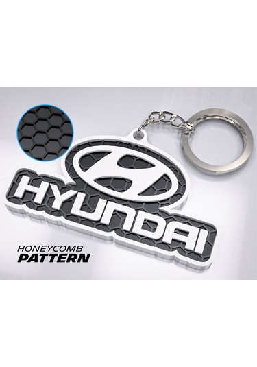 Markanıza Özel Petek Desenli Hyundaı Yazılı Logolu 3d Anahtarlık