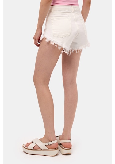 Itsbasic Kadın Kırık Beyaz 7s6-101 Mini Paça Püsküllü Denim Şort