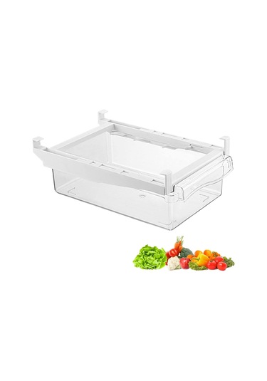 Qingmipy Buzdolabı Çekmece Düzenleyici, Yiyecek Saklama Kutusu, Kolay Kayar, Şeffaf, Pp Malzeme, 30x16x8cm Şeffaf