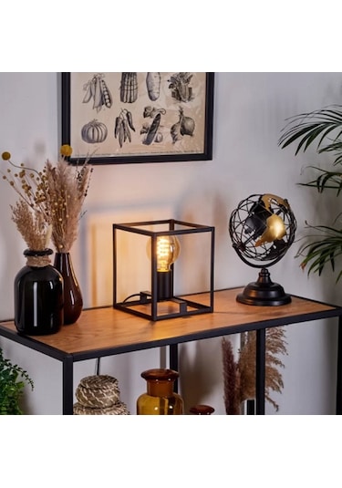 Riolight Modern13, Retro,vintage,rustik Siyah 1xe27 Duylu Küp Met