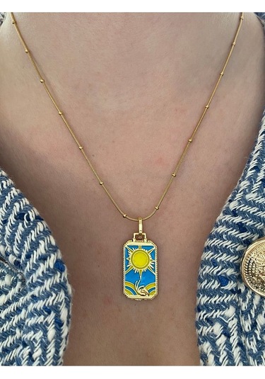 Vıp Seri - Güneş Kararmaz Çelik Kadın Gold Kolye Modern Ve Şık Altın