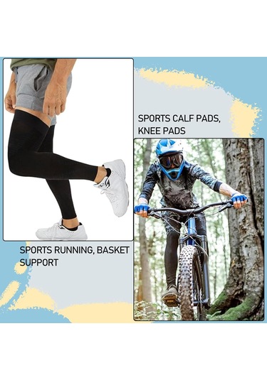 Geeroyoo Erkek Kadın Spor Knee Pad: Yazlık Buz İpi Uv Koruyucu, Nefes Alır Bisiklet-basketbol Ayaklık Koruması, Siyah 2 Çift 4 Adet Siyah