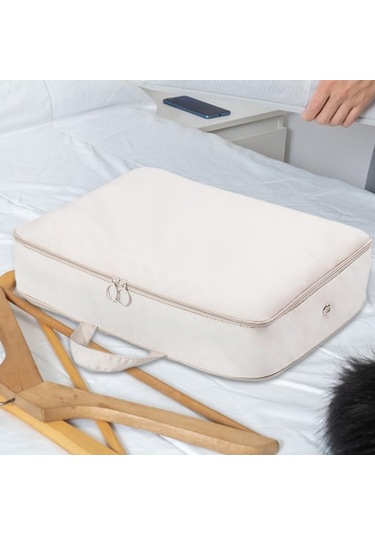Homyl Yorgan Saklama Çantası Kendini Sıkıştırma Bej