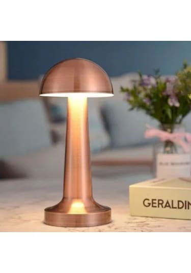 Buffer Mantar Model Bronz Renk Şarjlı Dokunmatik 3 Renkli Led Masa Lambası Bronz