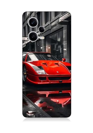 Xiaomi Redmi Note 12 Pro 5g Uyumlu Kırmızı Spor Araba Desenli Silikon Kılıf