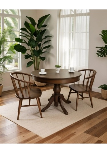 Montclair Baba Ayak Sabit Masa 120x120 Ceviz