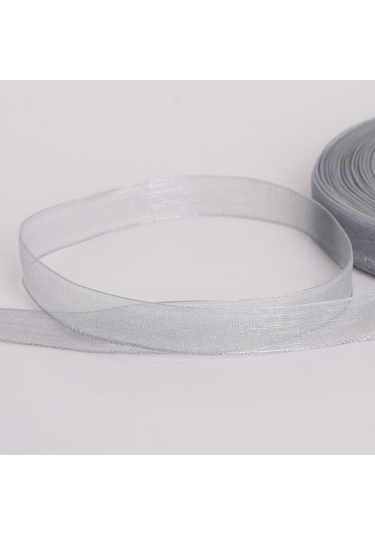 Gri 50 Yards/rulo Dıy Organze Kurdele Hediye Paketleme 12mm Parti Düğün Dekorasyon Kumaşı