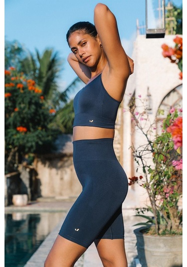 Jerf Vella Yüksek Bel Konfor Biker Tayt Lacivert 001