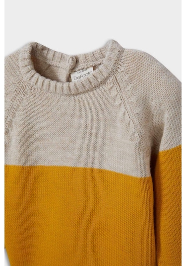 Defacto Erkek Bebek Bisiklet Yaka Renk Bloklu Kazak C8875a525auyl310 Sarı