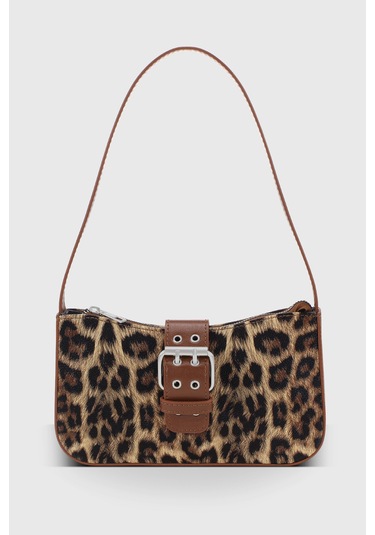 Kadın Leopar Desenli Tokalı Omuz Çantası 268 Leopar Desenli