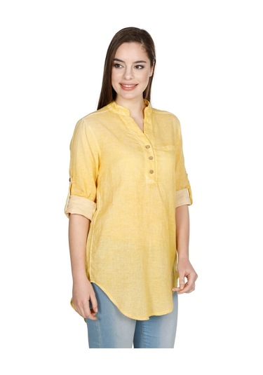 Uzun Kol Şile Bezi Akasya Bluz Sarı Sarı