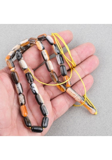 Galalit Arpa Kesim 7x12mm Tesbih -püskülsüz Kahverengi - Siyah