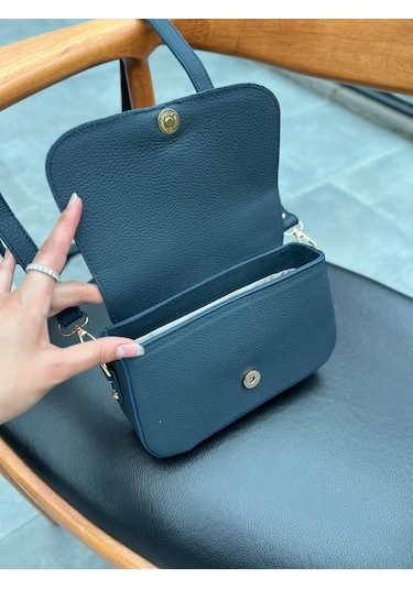 Mft Leather Hakiki Deri Kadın Çanta Viola 1524 Flother Mat Lacivert