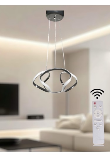 Ey Shop Siyah Drone Model 3 Renk Kumandalı Led Avize Siyah