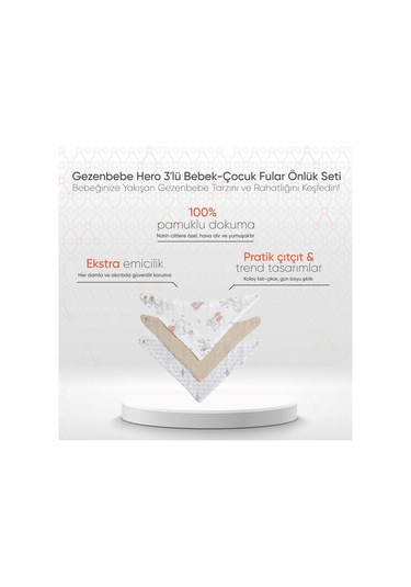 Gezenbebe Hero 3'lü Bebek-çocuk Fular Önlük Seti Çok Renkli