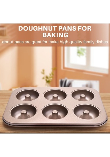 Ulzyvf Tepsisi Tabak Poşet Pişirme Karbon Kalıbı Donut Paslanmaz Altın 1 Adet Altın