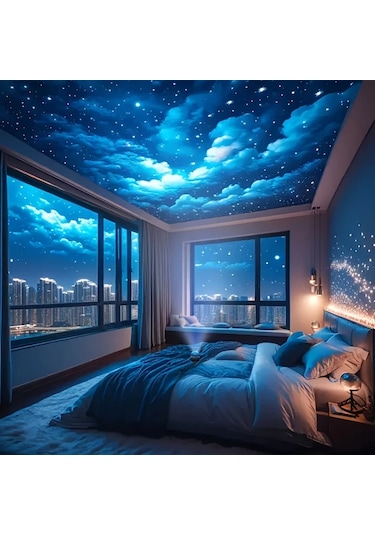 Honeybeeshop 1 Bilgisayar Su Dalgası Yıldızlı Gökyüzü Projeksiyon Lamba Usb 7 Renk 3 Mod Yatak Odası Gece Işığı Doğum Günü Parti Dekor Işık