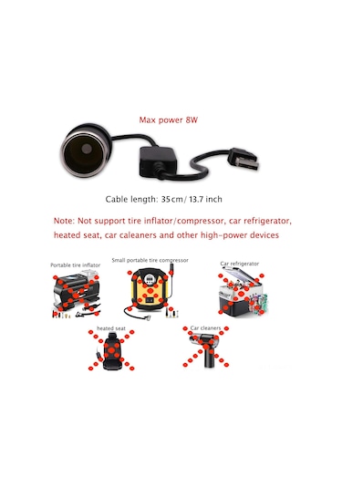 Honmex Araç Usb 5v'den 12v'ye Çevirici Kablosu - Gps, Dash Cam Ve Elektronik Köpek İçin 35cm, 2 Adet
