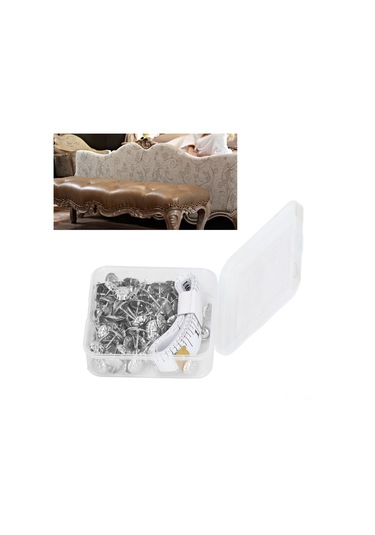 Samdoo 100 Adet Çelik Mobilya Dekorasyon Çivi Seti - Gümüş Uçlu, Paslanmaz, Yüksek Dayanıklı + Ölçü Çubuğu Ve Eldiven