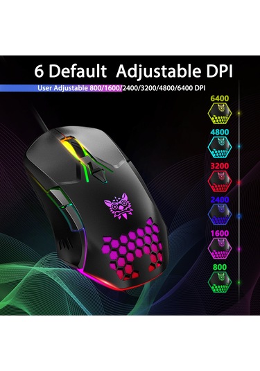 Onikuma CW902 Kablolu RGB Aydınlatmalı Optik Oyuncu Mouse