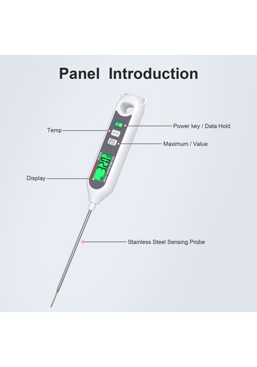 Yaozixa Habotest Ht690 Beyaz Akıllı Gıda Sıcaklık Ölçer, Pişirme Ve Mangal İçin Hızlı Okuma, -50 C/+300 C Aralığı, Cr2032 Pil Pil İle Gönderilmez