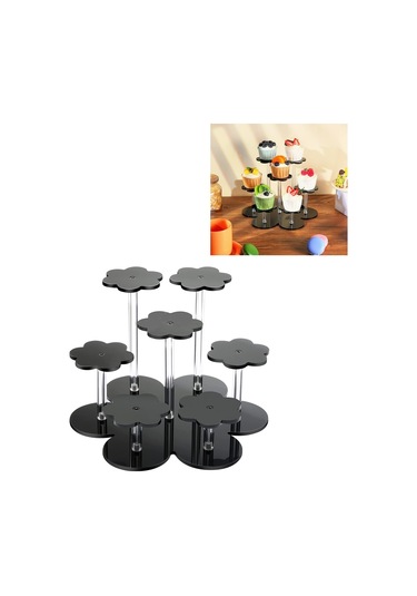 Sones Yx046 Akrilik Figür Sergileme Standı Cupcake Kozmetik Sergileme Standı Siyah Siyah