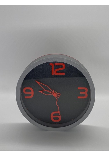 Modern Ve Sade Duvar Saati, Siyah Kasa, Siyah & Kırmızı Siyah
