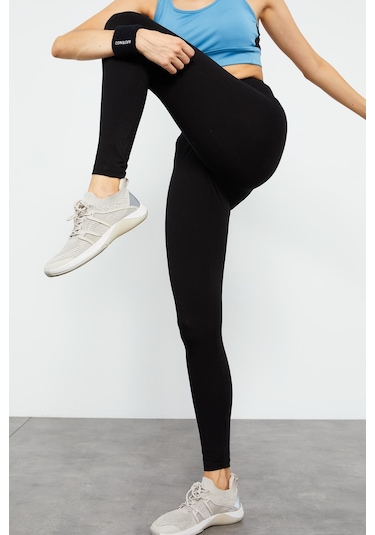 Tommy Life Siyah Yüksek Bel Toparlayıcı Slim Fit Dar Paça Kadın Tayt - 94011 SiYAH