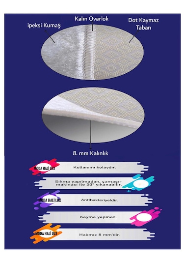 Kaymaz Tabanlı Yıkanabilir Halı Kilim Yolluk 251 Krem