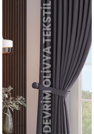 Devrim Olivya Tekstil Lüks 1. Sınıf Özel Dikim Füme Blackout Işık Geçirmez Fon Perde Ekstraforlu Karartma Model Füme